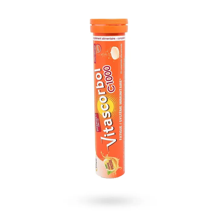 Vitascorbol C1000 Vitamine C 1000 mg 20 comprimés effervescents orange | Pharmacie en ligne