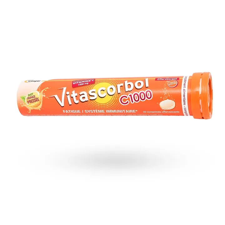 Vitascorbol C1000 Vitamine C 1000 mg 20 comprimés effervescents orange | Pharmacie en ligne