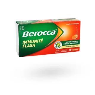 Berocca Immunité Flash 30 comprimés effervescents goût orange Berocca Immunité Flash 30 comprimés effervescents goût orange