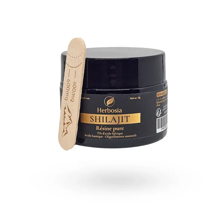 Shilajit Herbosia Résine Pure 50 g – Acide Fulvique 71 % | Vitalité & Énergie Naturelle | Pharmacie en Ligne