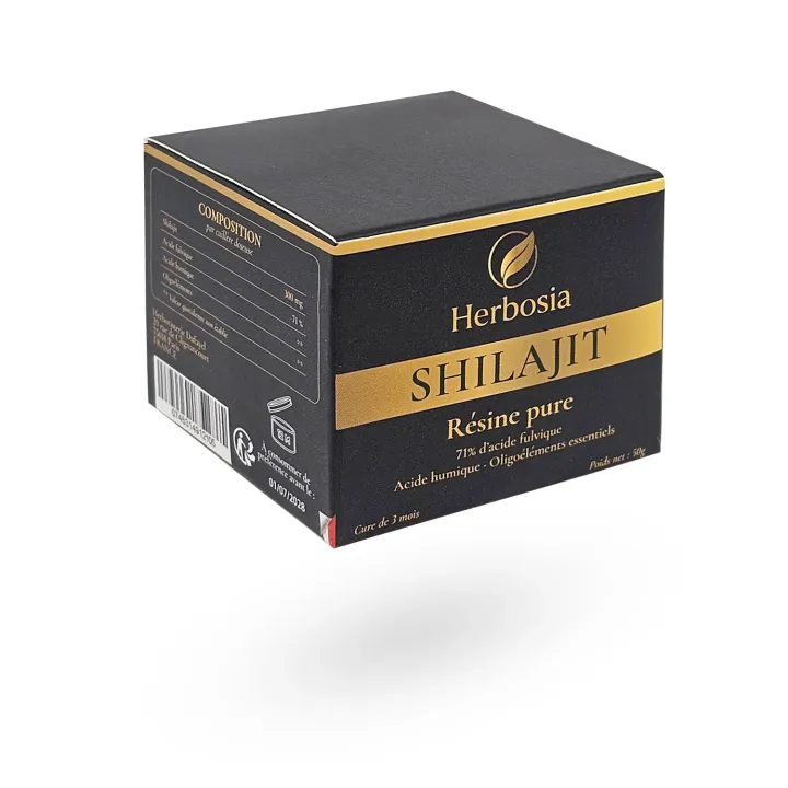 Shilajit Herbosia Résine Pure 50 g – Acide Fulvique 71 % | Vitalité & Énergie Naturelle | Pharmacie en Ligne