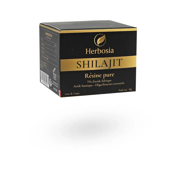Shilajit Herbosia Résine Pure 50 g – Acide Fulvique 71 % | Vitalité & Énergie Naturelle | Pharmacie en Ligne