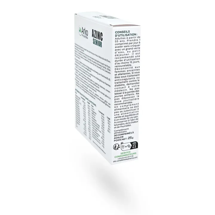 Azinc Senior Arkopharma – Complément vitalité et mémoire 50+ | Pharmacie en ligne