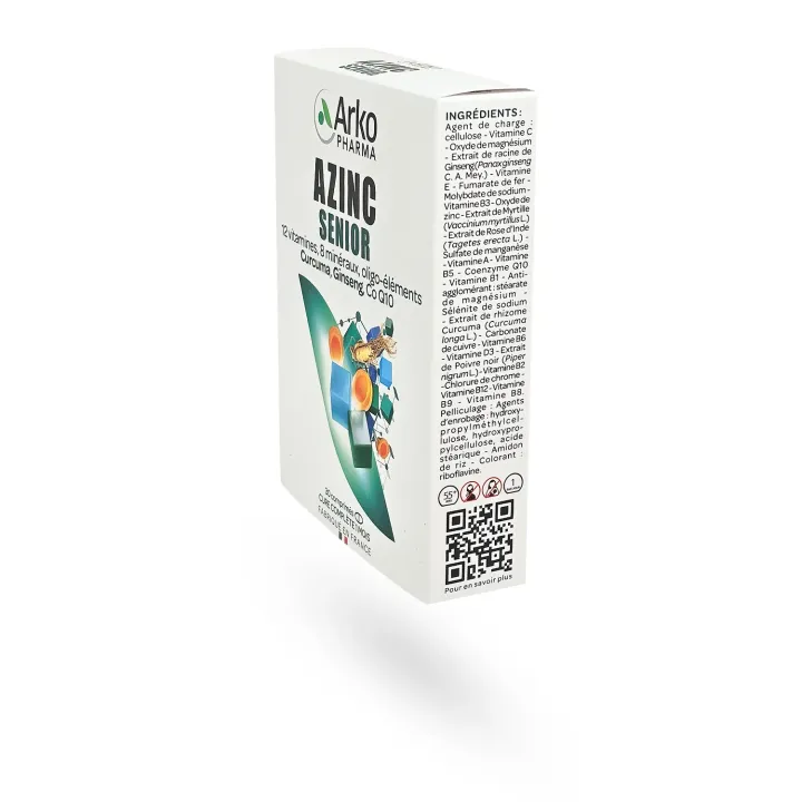 Azinc Senior Arkopharma – Complément vitalité et mémoire 50+ | Pharmacie en ligne