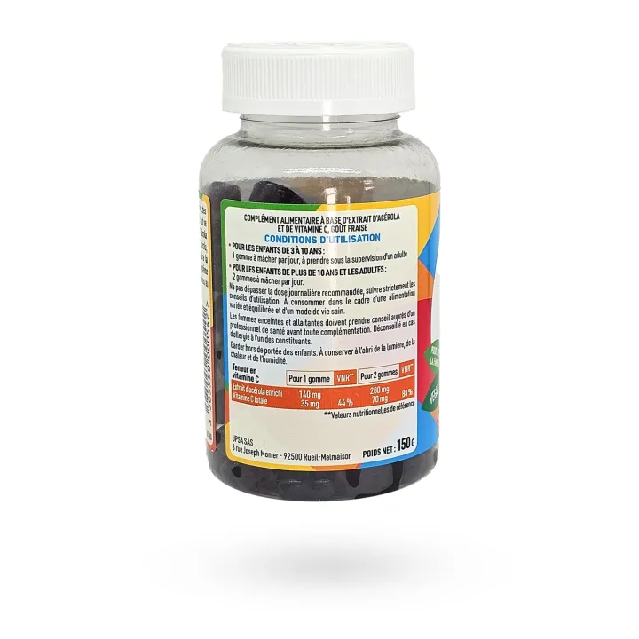 UPSA Acérola Kids Vitamine C – Vitalité & Immunité Enfant | 60 Gommes Fraise | Pharmacie en ligne