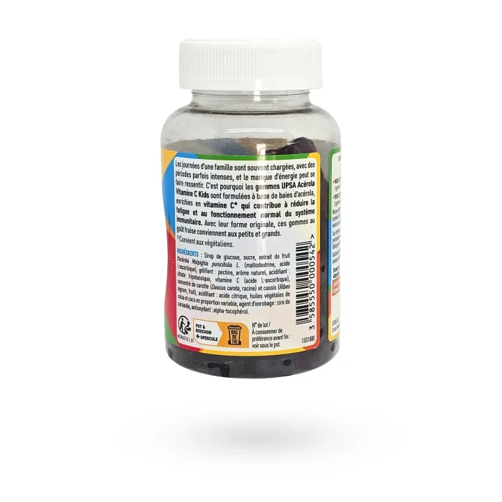 UPSA Acérola Kids Vitamine C – Vitalité & Immunité Enfant | 60 Gommes Fraise | Pharmacie en ligne