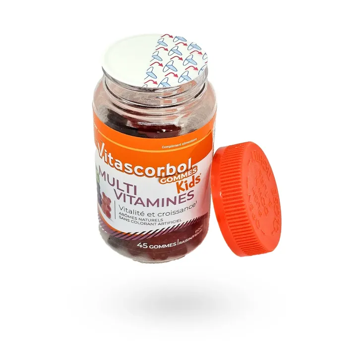 Vitascorbol Gommes Kids Multivitamines 45 gommes – Vitamine D, C, A, B, Zinc pour Enfants