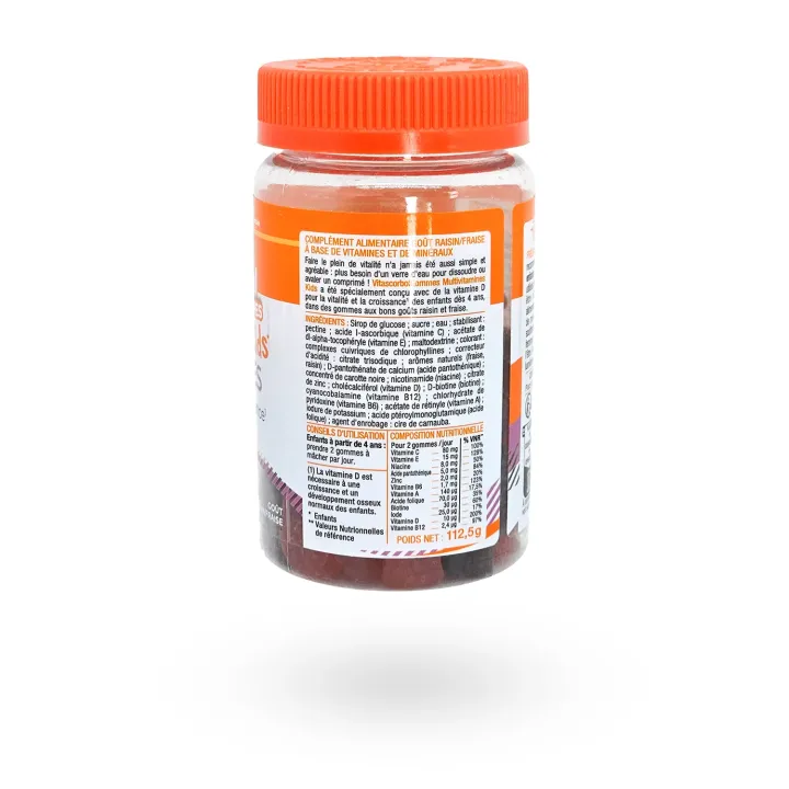 Vitascorbol Gommes Kids Multivitamines 45 gommes – Vitamine D, C, A, B, Zinc pour Enfants