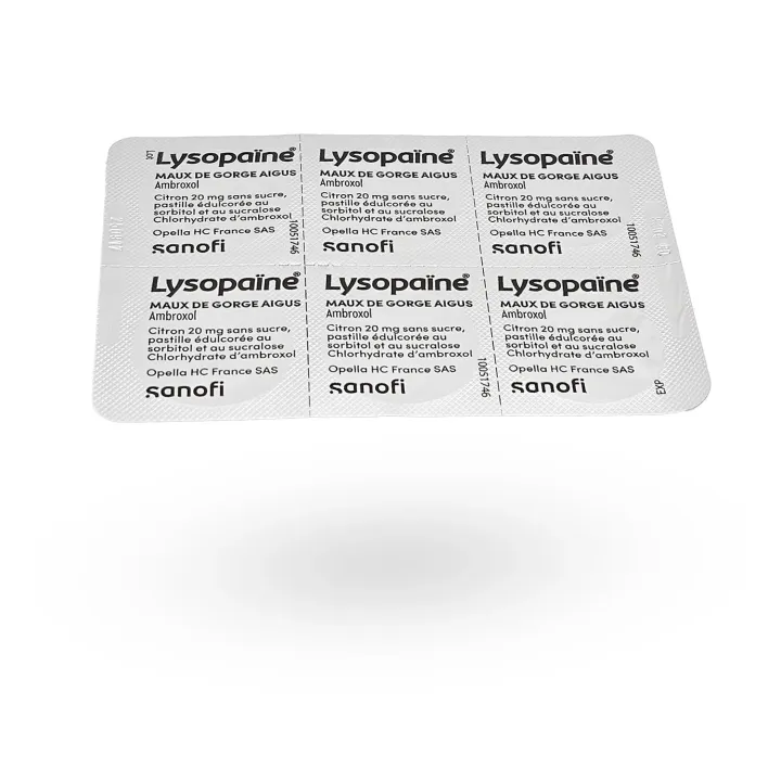 Lysopaïne ambroxol maux de gorge citron sans sucre 18 pastilles | Pharmacie en ligne