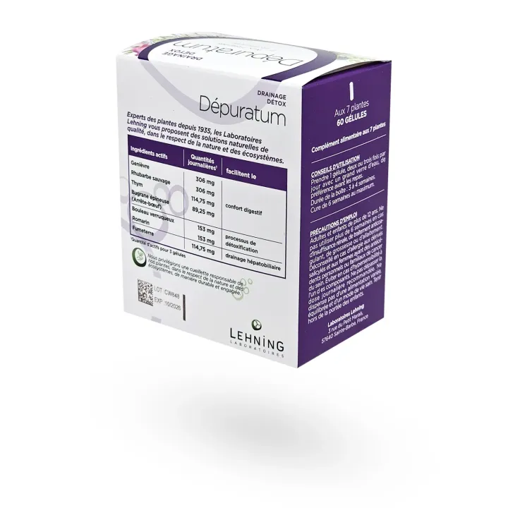 Dépuratum Lehning 60 gélules – Cure détox drainage aux 7 plantes | Pharmacie en ligne