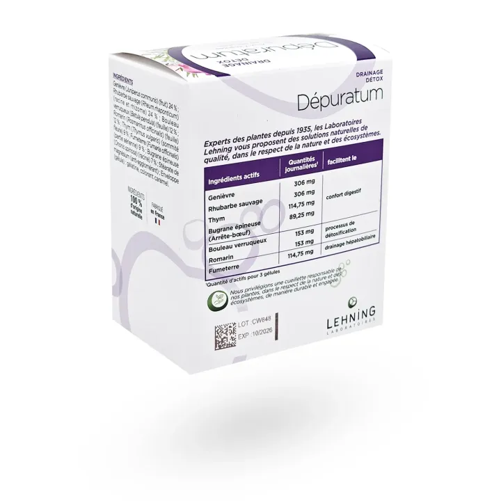 Dépuratum Lehning 60 gélules – Cure détox drainage aux 7 plantes | Pharmacie en ligne