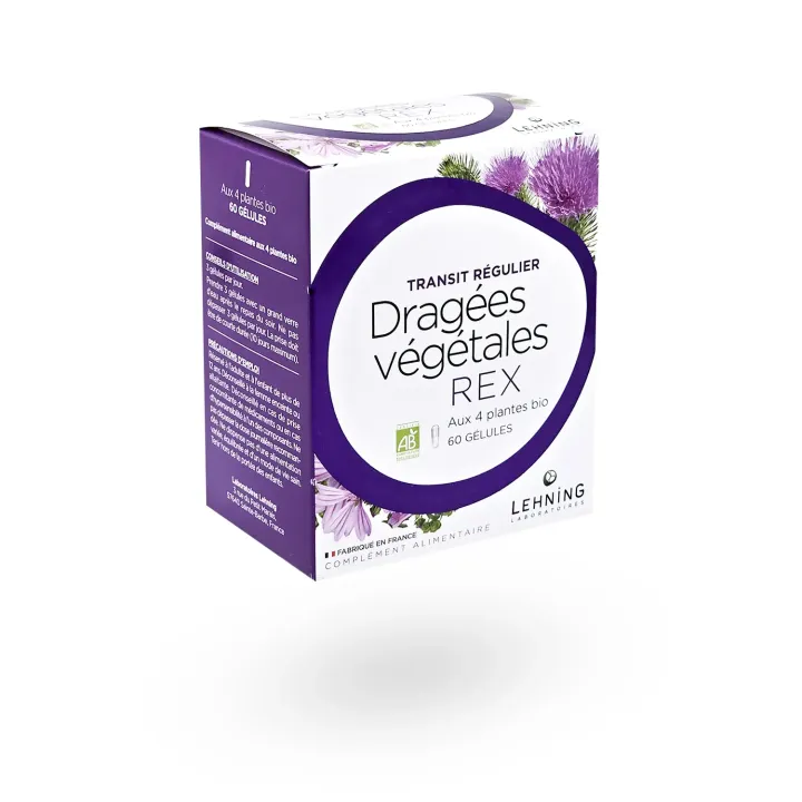Dragées végétales REX Lehning transit régulier 60 gélules