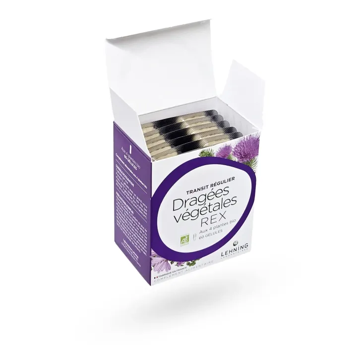 Dragées végétales REX Lehning transit régulier 60 gélules | Pharmacie en ligne