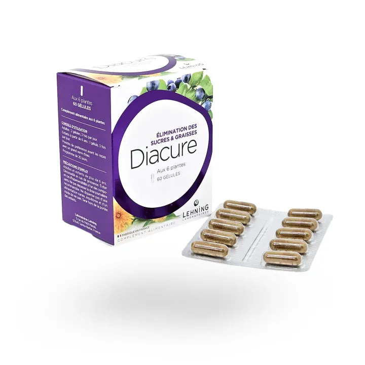 Diacure Lehning élimination des sucres et graisses 60 gélules | Pharmacie en ligne