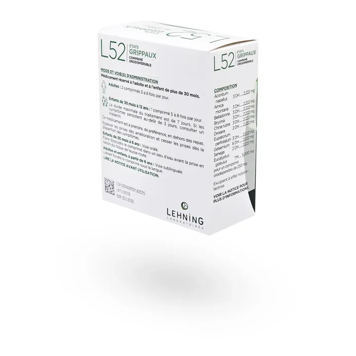 L52 états grippaux Lehning 100 comprimés orodispersibles | Pharmacie en ligne
