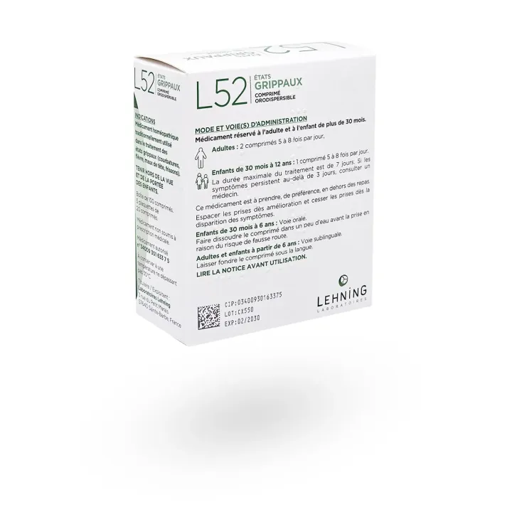L52 états grippaux Lehning 100 comprimés orodispersibles | Pharmacie en ligne