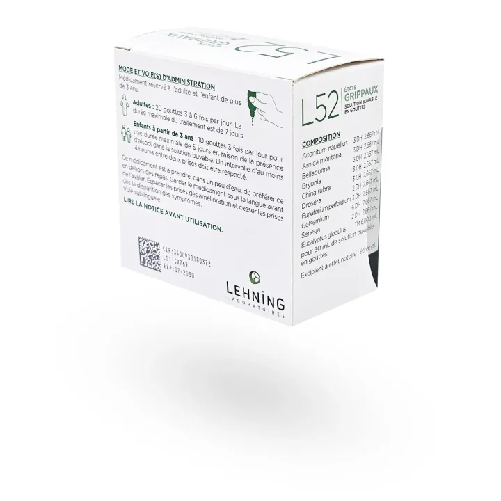 L52 Lehning États grippaux solution buvable en gouttes 30 ml | Pharmacie en ligne