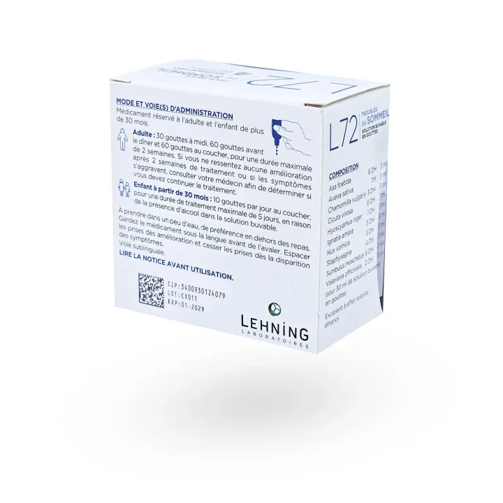 L72 Lehning troubles du sommeil solution buvable 30 ml | Pharmacie en ligne