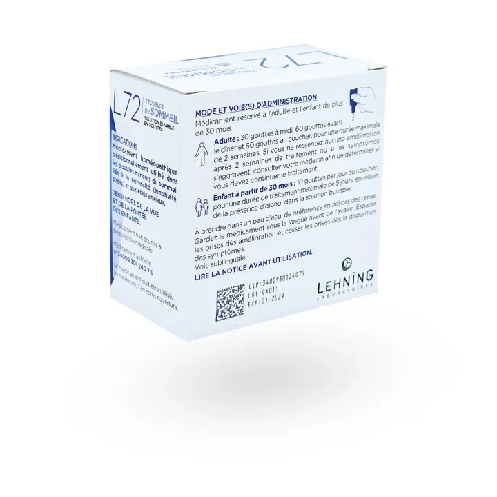 L72 Lehning troubles du sommeil solution buvable 30 ml | Pharmacie en ligne