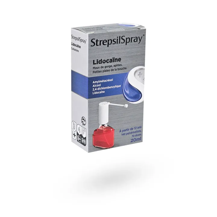 StrepsilSpray Lidocaïne collutoire maux de gorge 20 ml