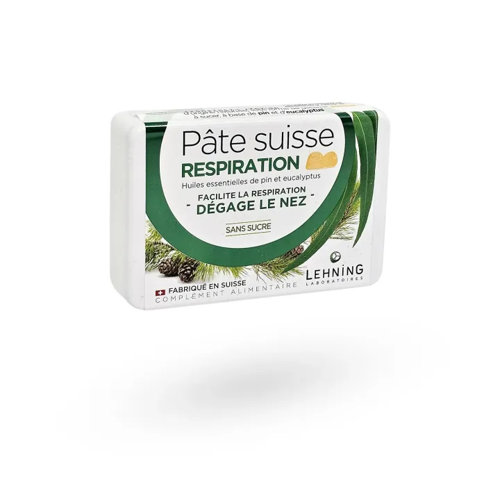 Pâte suisse Respiration Lehning pin et eucalyptus sans sucre 40 gommes
