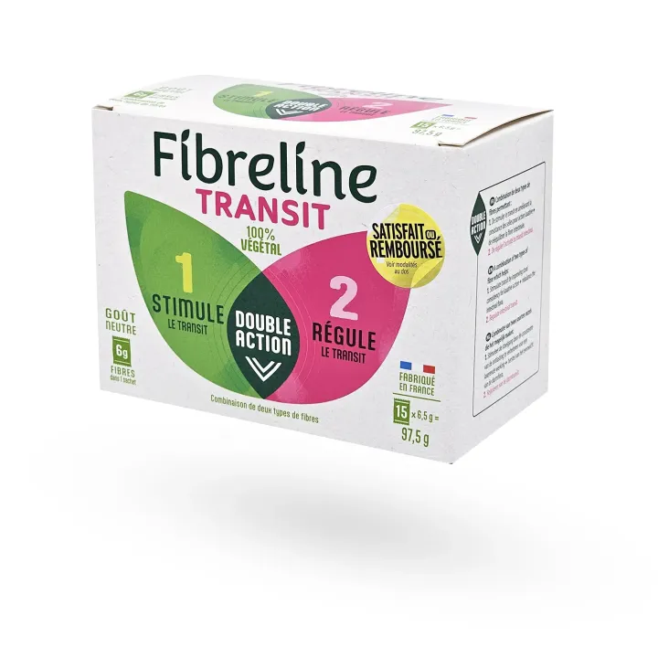 Fibreline Transit Double Action 15 sachets – Régule le transit et favorise le confort intestinal | Pharmacie en ligne