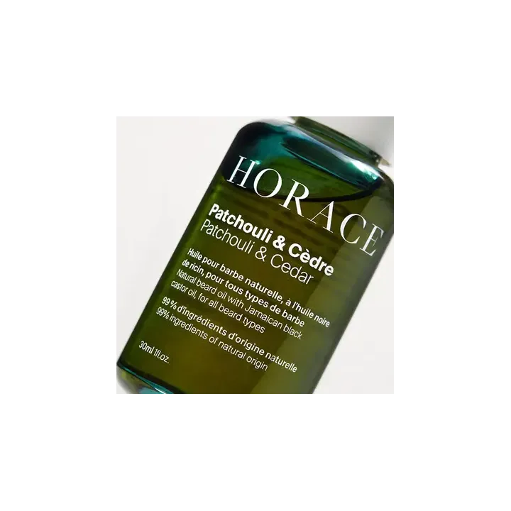 Huile pour la barbe Horace Ricin Patchouli & Cèdre 30 ml – Soin barbe naturelle et vegan | Pharmacie en ligne