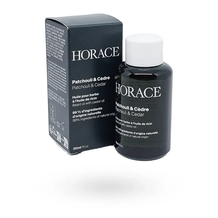 Huile pour la barbe Horace Ricin Patchouli & Cèdre 30 ml – Soin barbe naturelle et vegan | Pharmacie en ligne