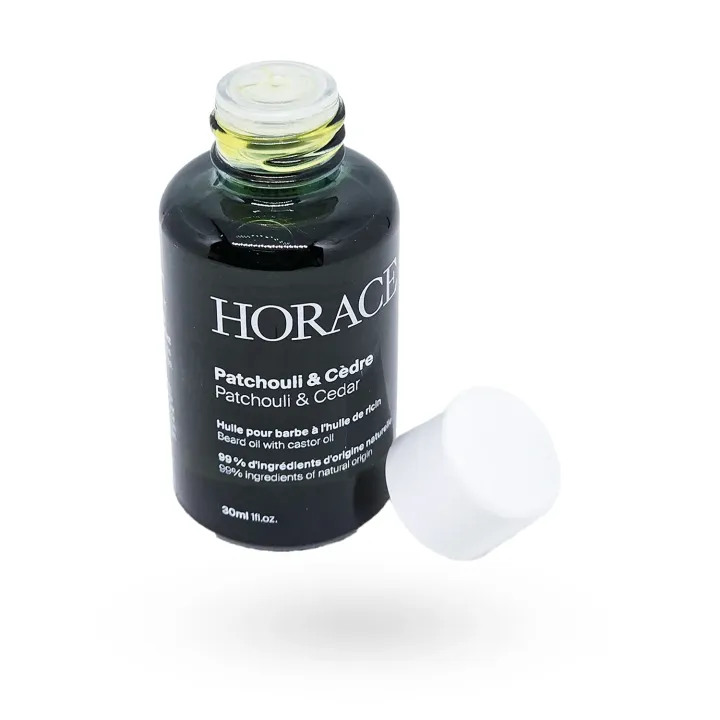 Huile pour la barbe Horace Ricin Patchouli & Cèdre 30 ml – Soin barbe naturelle et vegan | Pharmacie en ligne