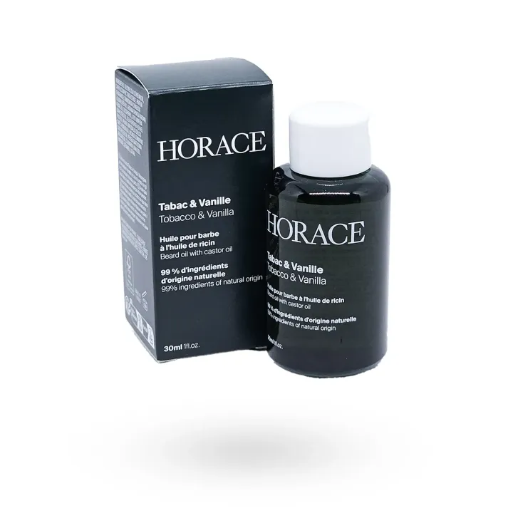 Huile pour la barbe Horace Ricin Tabac & Vanille 30 ml – Soin barbe naturelle & parfum boisé | Pharmacie en ligne