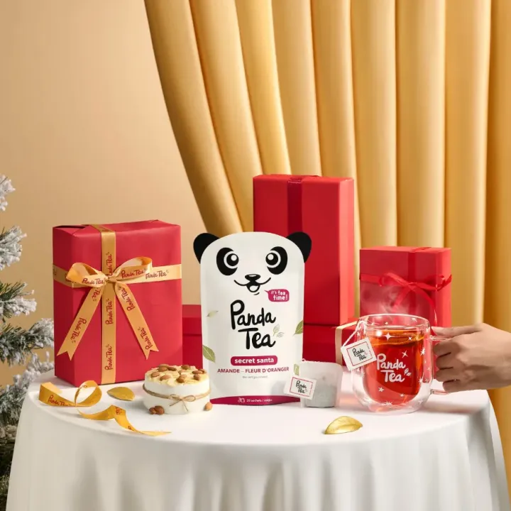 Panda Tea Secret Santa Thé Vert Gourmand Amande Fleur d’Oranger Bio – 28 Sachets | Pharmacie en ligne