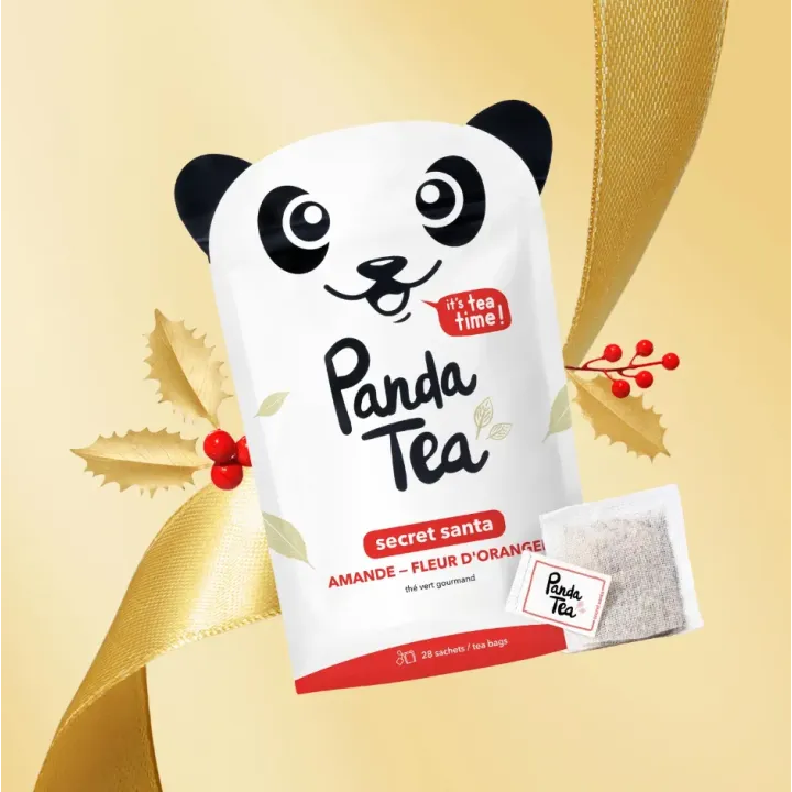 Panda Tea Secret Santa Thé Vert Gourmand Amande Fleur d’Oranger Bio – 28 Sachets | Pharmacie en ligne