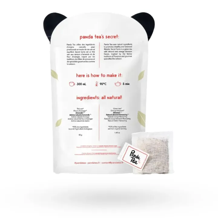 Panda Tea Secret Santa Thé Vert Gourmand Amande Fleur d’Oranger Bio – 28 Sachets | Pharmacie en ligne