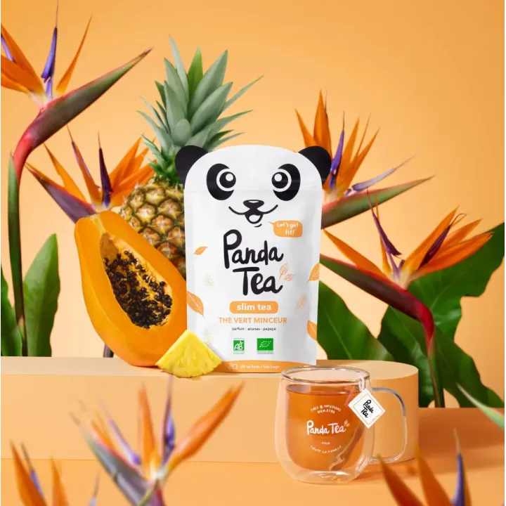 Panda Tea Slim Tea Thé Vert Minceur Bio Ananas & Papaye – 28 Sachets | Pharmacie en ligne