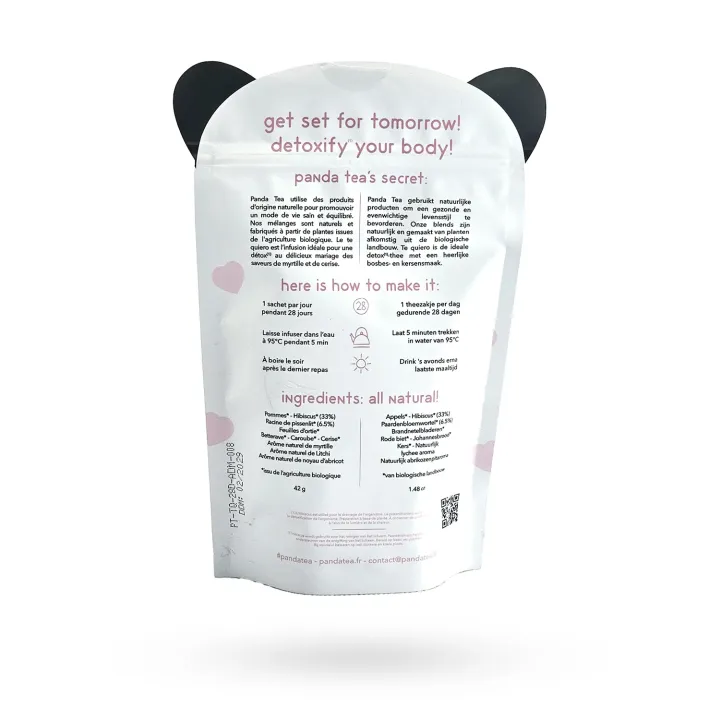 Panda Tea Te Quiero Infusion Détox Bio Myrtille & Cerise – 28 Sachets | Pharmacie en ligne