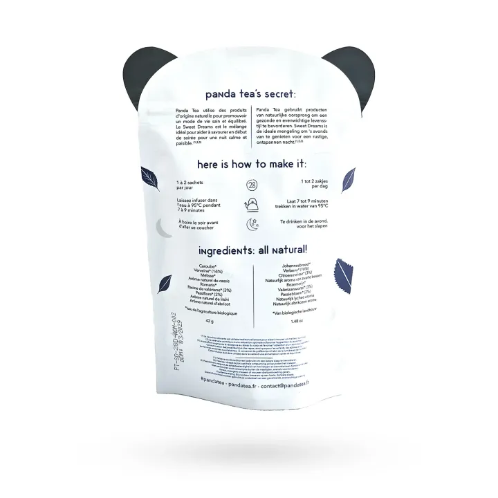 Panda Tea Sweet Dreams Infusion Sommeil Bio Cassis & Litchi – 28 sachets | Pharmacie en ligne