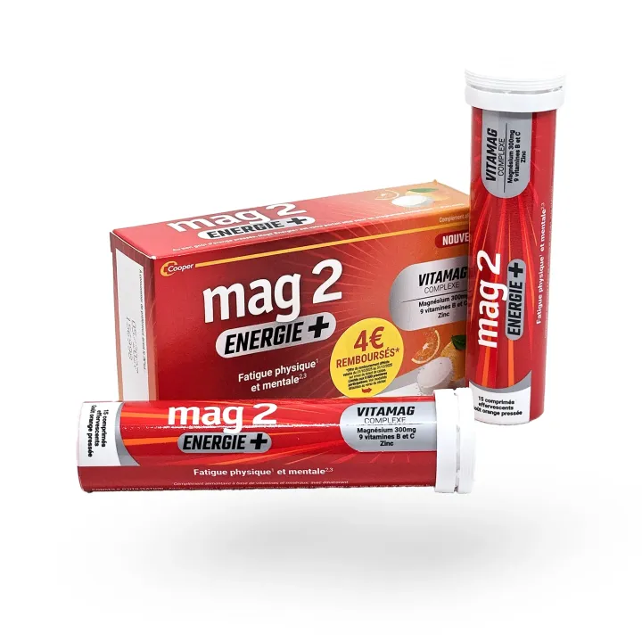 Mag2 Énergie + 30 comprimés effervescents – magnésium, vitamines B & C, zinc | Pharmacie en ligne