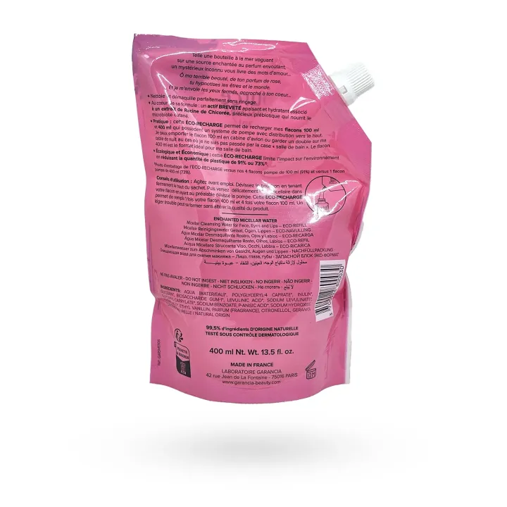 Garancia Source Micellaire Enchantée Rose d'Antan recharge 400 ml | Eau Micellaire 4-en-1