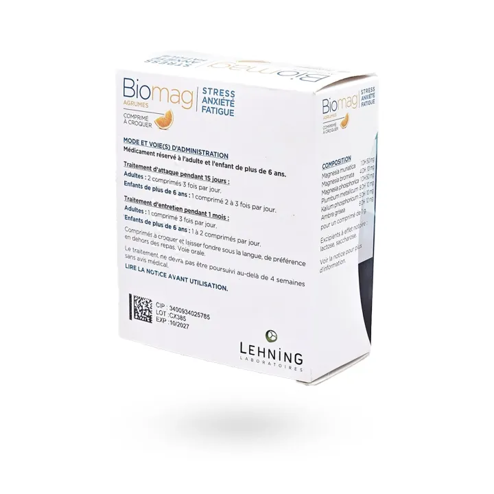 Biomag Agrumes Lehning 90 comprimés à croquer - Stress anxiété fatigue | Pharmacie en ligne