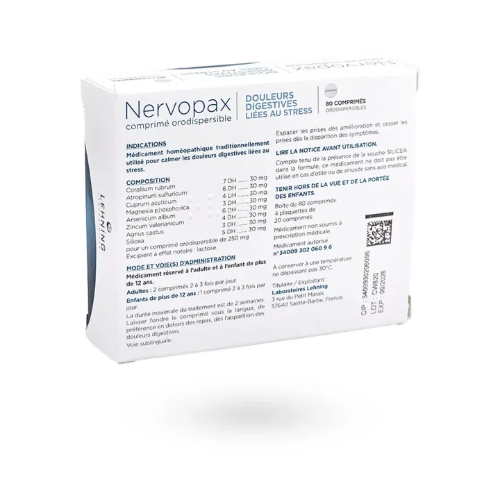 Nervopax Lehning douleurs digestives liées au stress 80 comprimés orodispersibles | Pharmacie en ligne