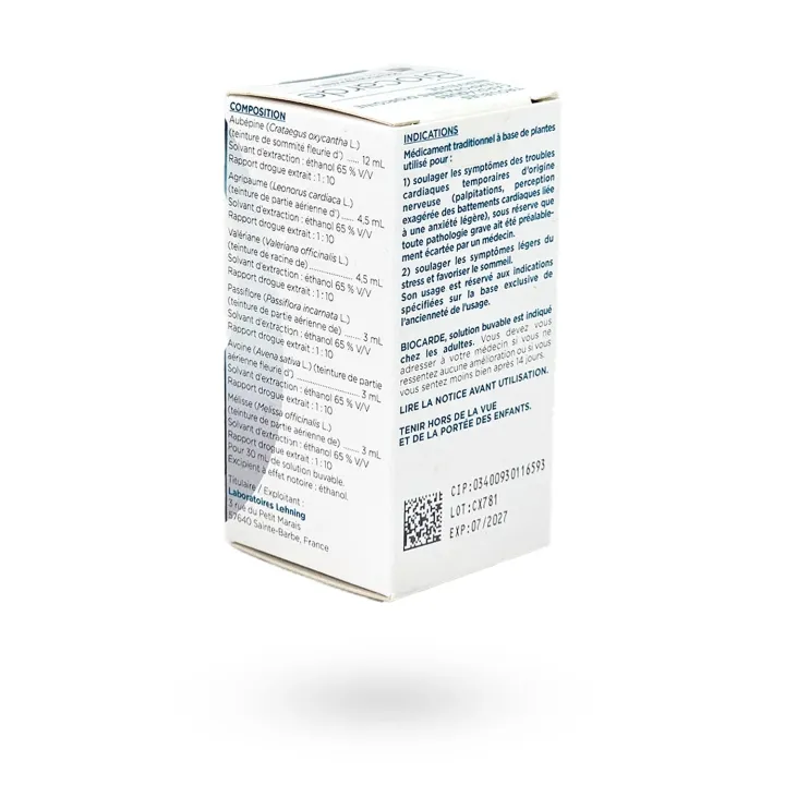 Biocarde Lehning Troubles cardiaques d’origine nerveuse 30 ml | Palpitations & Nervosité | Pharmacie en ligne