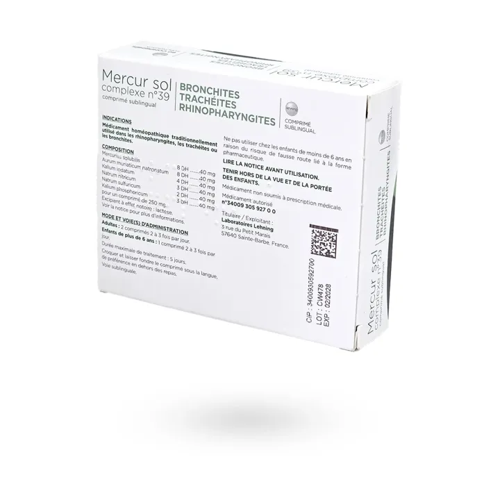 Mercur Sol complexe N°39 Lehning 60 comprimés sublinguaux - Affections ORL | Pharmacie en ligne