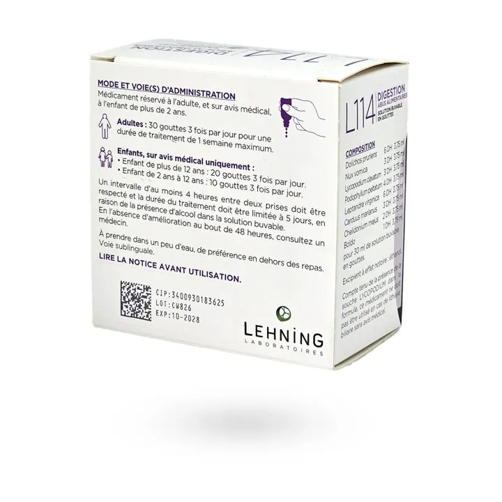 L114 Lehning digestion abus alimentaires 30 ml | Pharmacie en ligne
