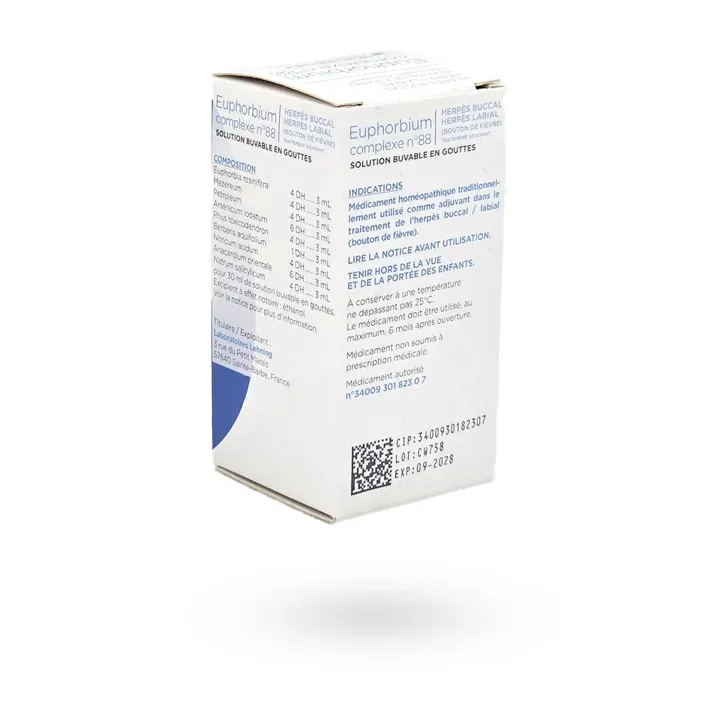 Lehning complexe n°88 Euphorbium herpès labial et buccal - Boutons de fièvre | Pharmacie en ligne