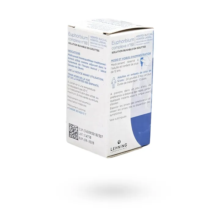 Lehning complexe n°88 Euphorbium herpès labial et buccal - Boutons de fièvre | Pharmacie en ligne