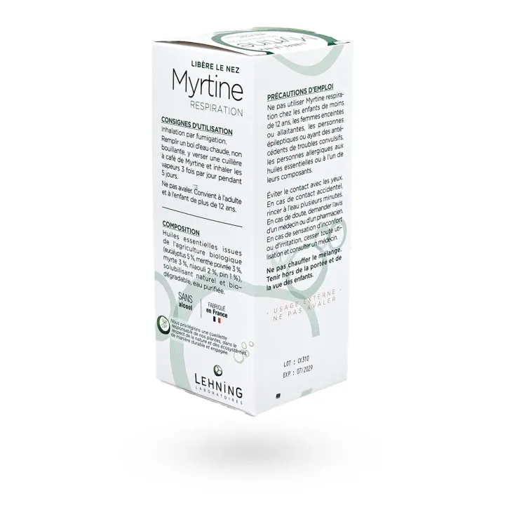 Myrtine Respiration Lehning formule 5 huiles essentielles BIO 90 ml | Pharmacie en ligne