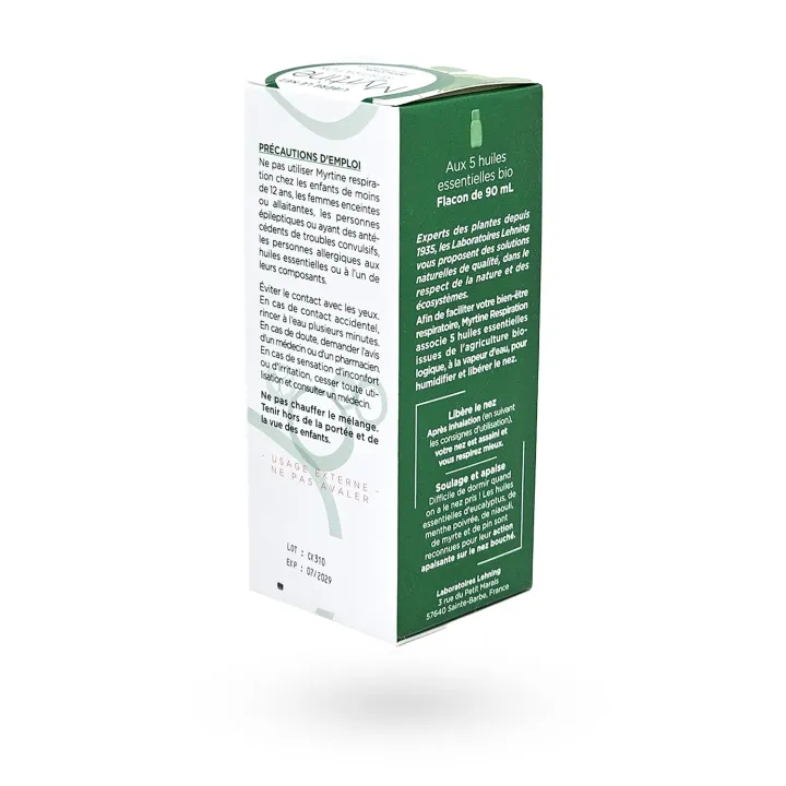 Myrtine Respiration Lehning formule 5 huiles essentielles BIO 90 ml | Pharmacie en ligne