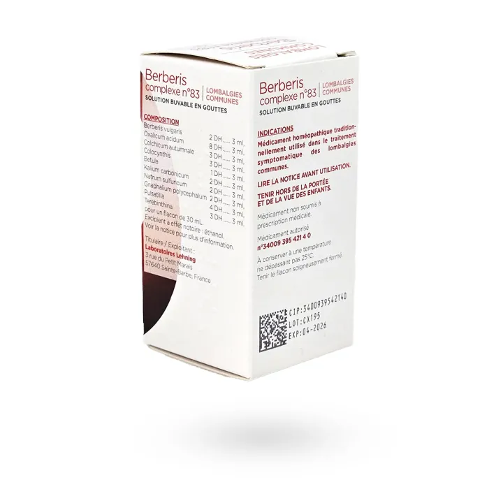 Lehning Complexe n°83 - Lombalgies communes | Soulagement homéopathique