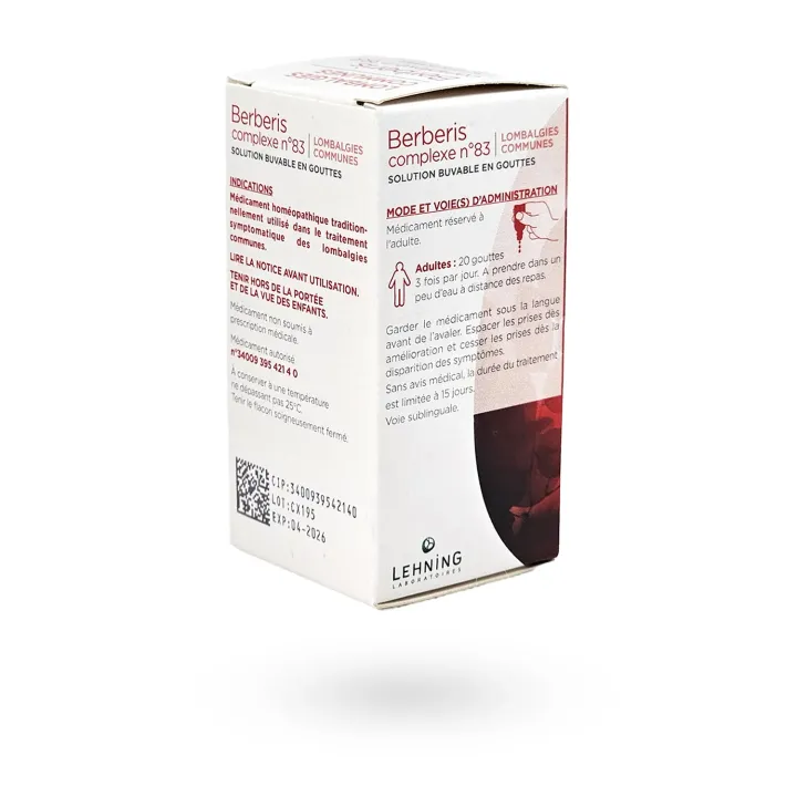 Lehning Complexe n°83 - Lombalgies communes | Soulagement homéopathique