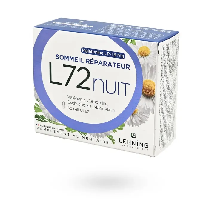 L72 Nuit Lehning – Sommeil Réparateur & Mélatonine – 30 gélules | Pharmacie en ligne